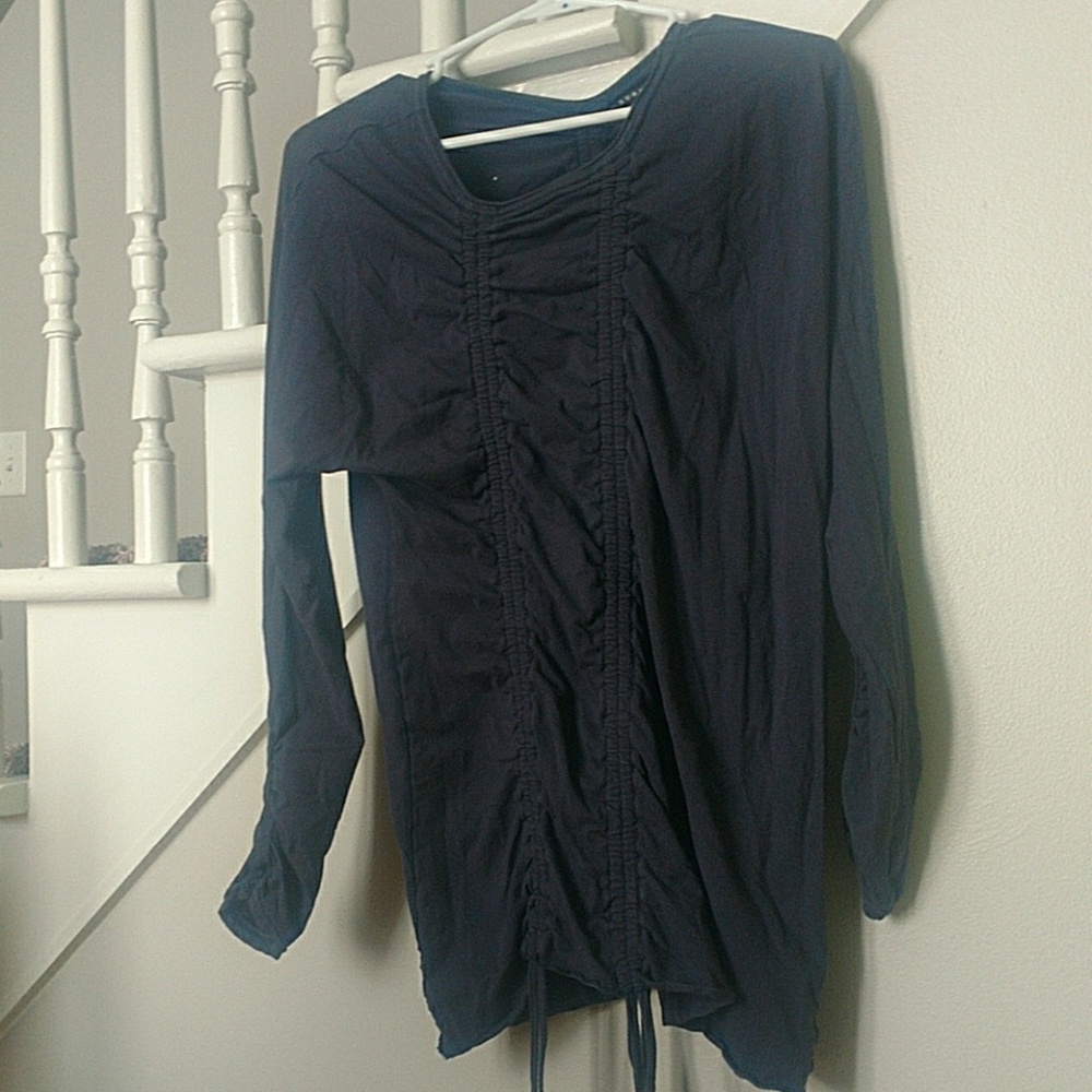 Neon Buddha shirt ruched front & back navy comfy